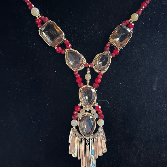 Women's Chico's Necklace Red and Gold - Picture 3 of 10